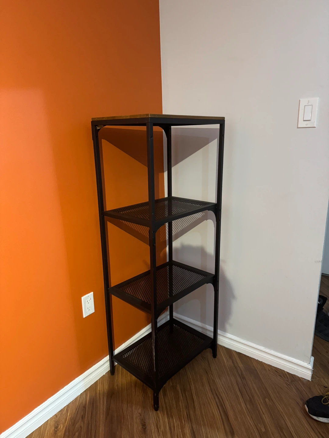 IKEA FJALLBO Black Metal & Wood Shelf Unit