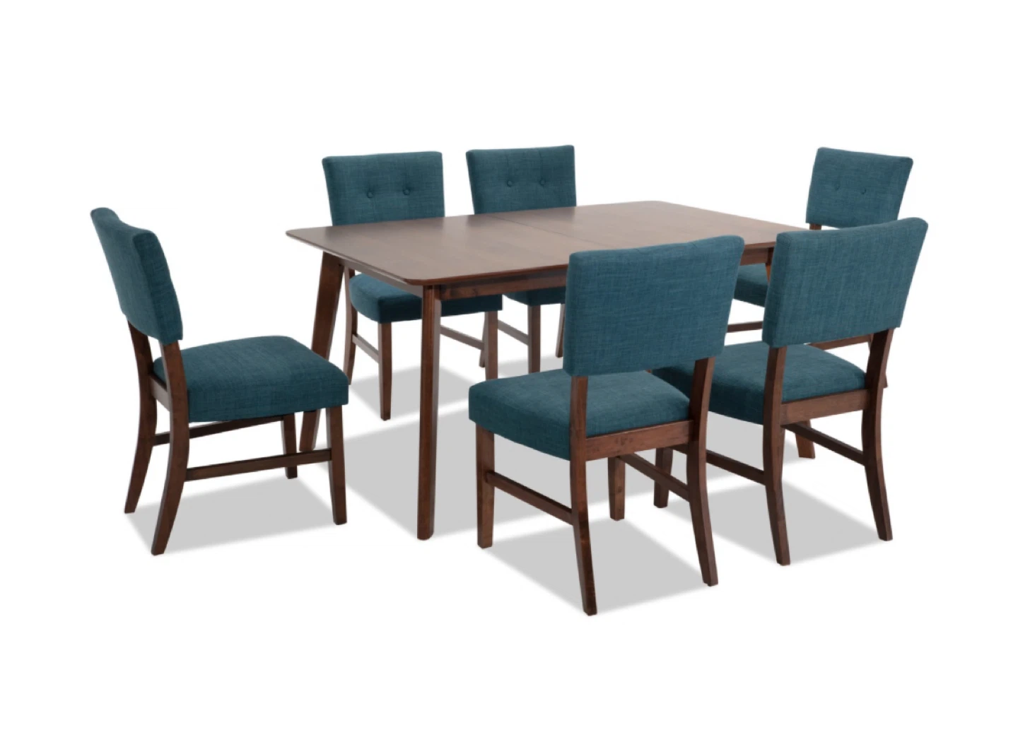 Dining Table with 6 Chairs - Teal Fabric