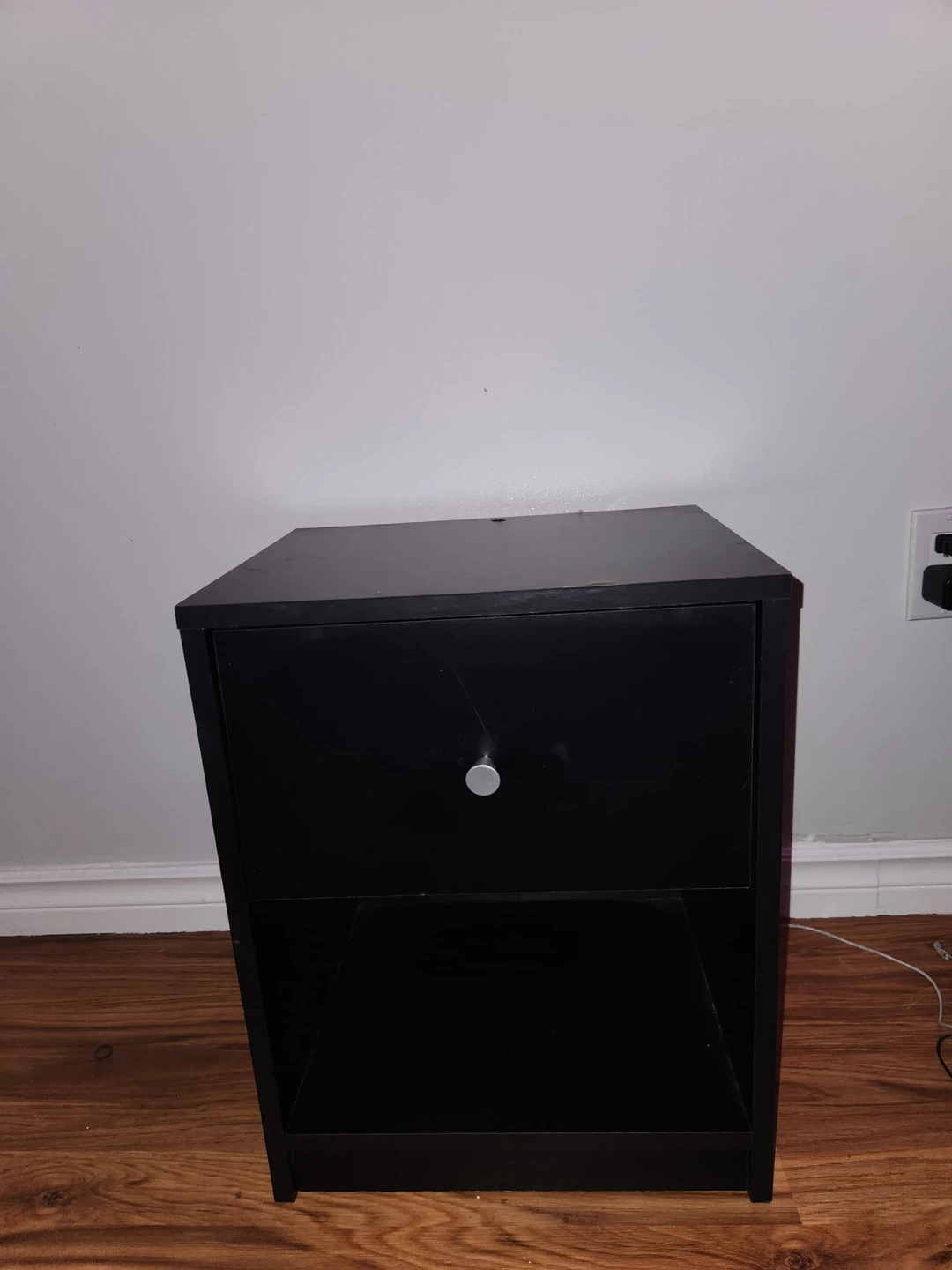 Black Nightstand with Drawer
