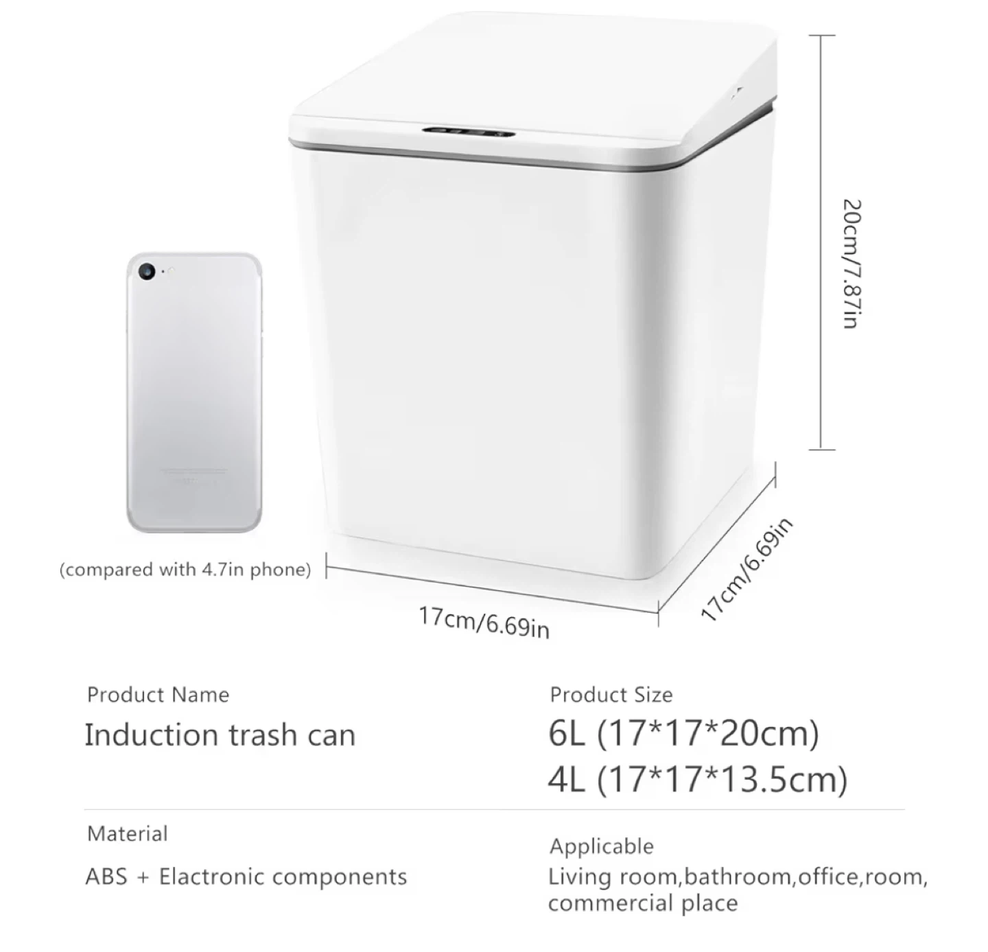 NEVER USED - FEBHBRO Small Touchless Trash Can - 6 Liter - photo 2