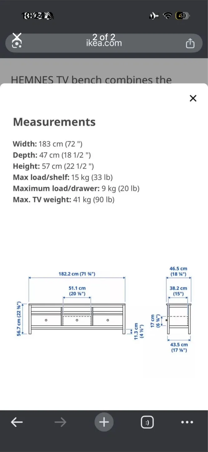 IKEA Hemnes TV Bench - White Stain image indicator(5)