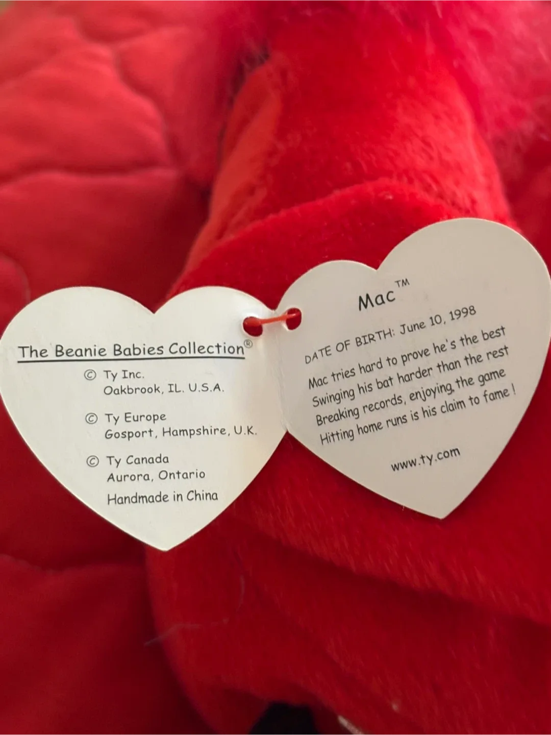 Ty Beanie Baby Mac Cardinal image indicator(2)