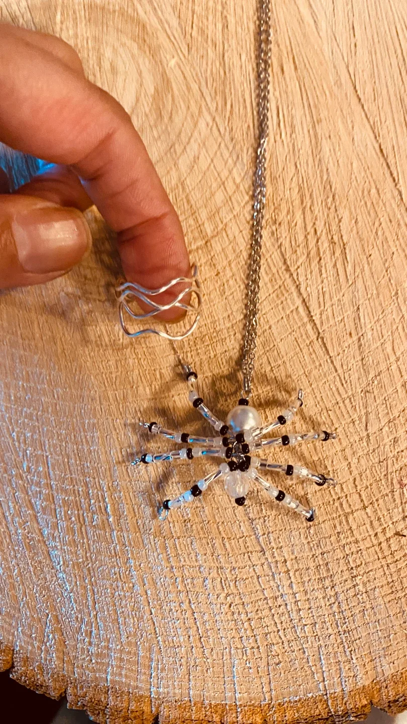 Handmade Spider Necklace & Ring Set image indicator(2)