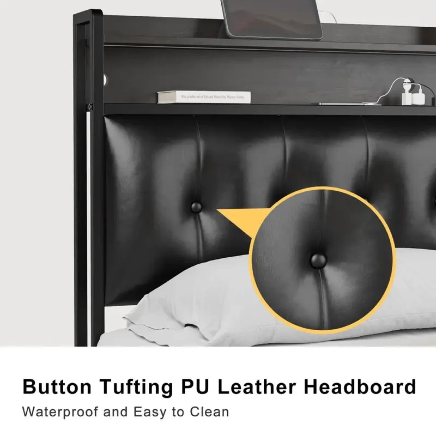 Queen Bed Frame with Storage Headboard - photo 4