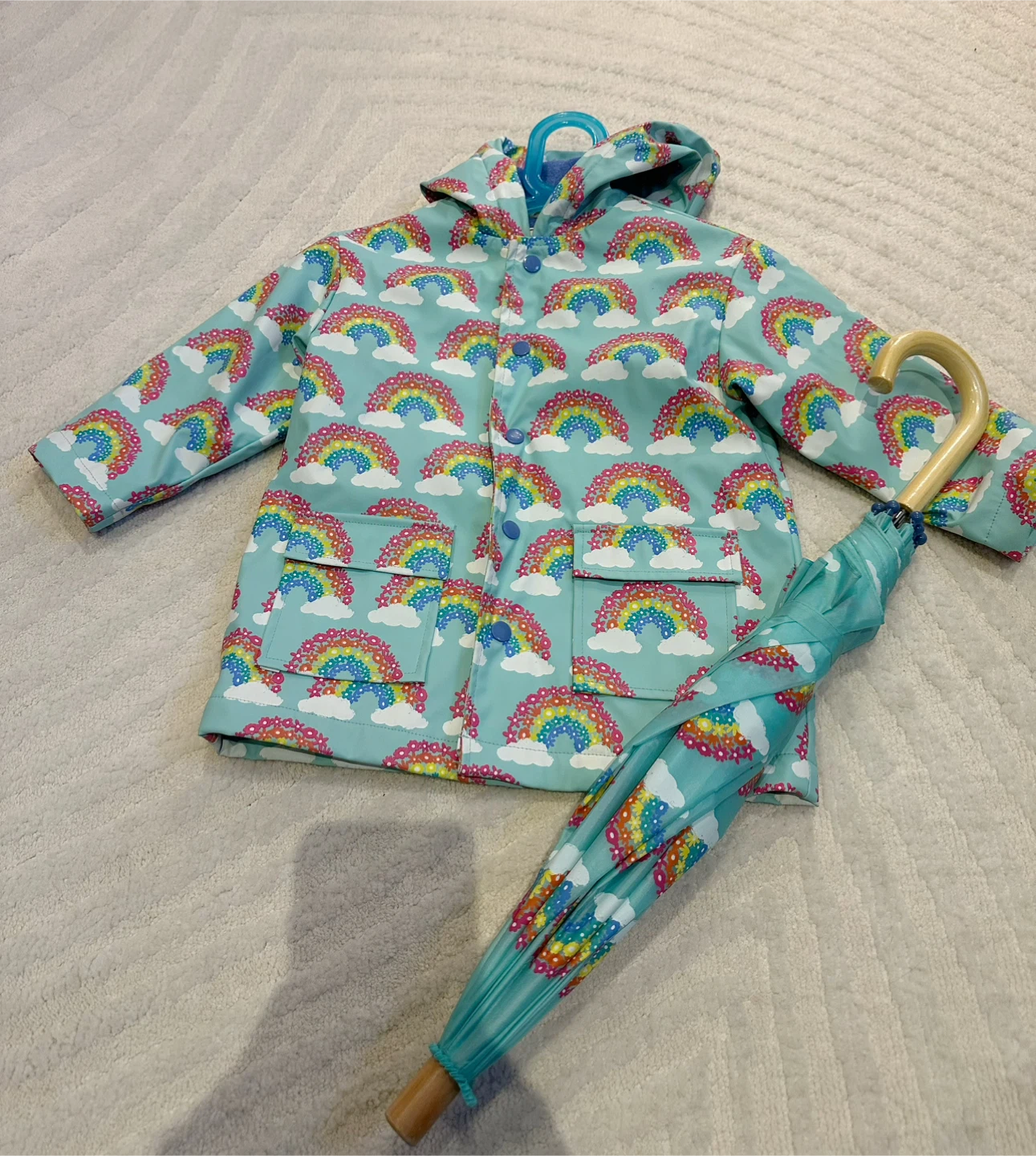 Hatley Rainbows Raincoat & Umbrella - Size 3