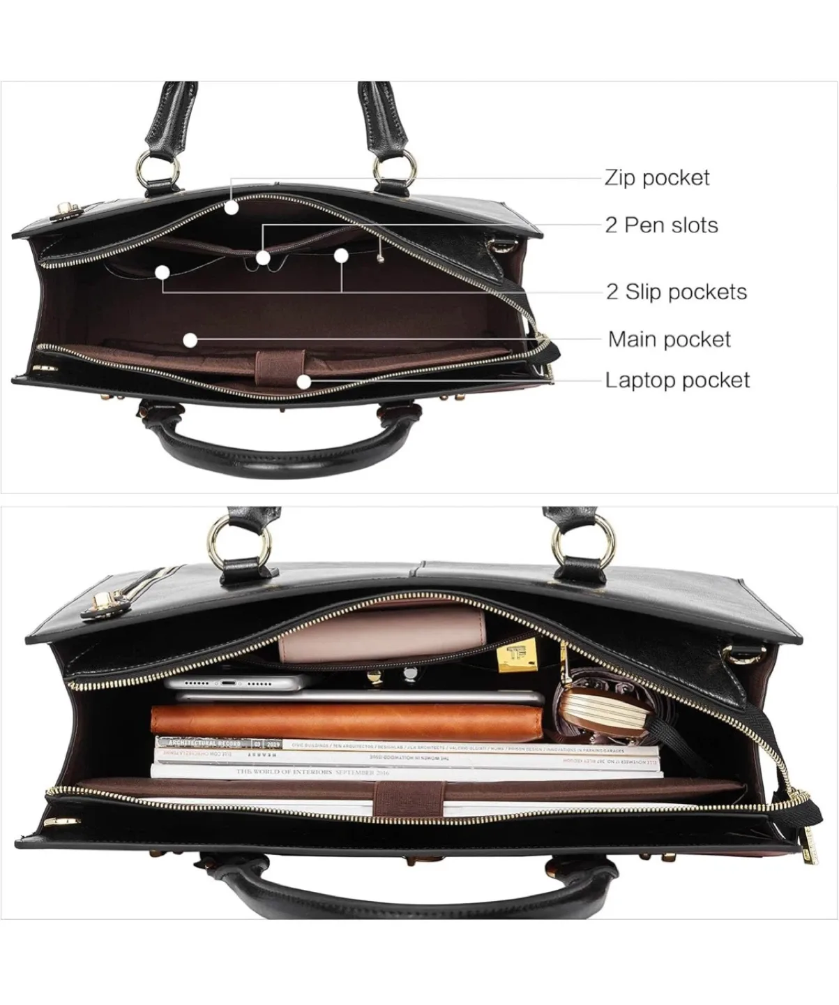 Bostanten Leather Womens Briefcase image indicator(7)