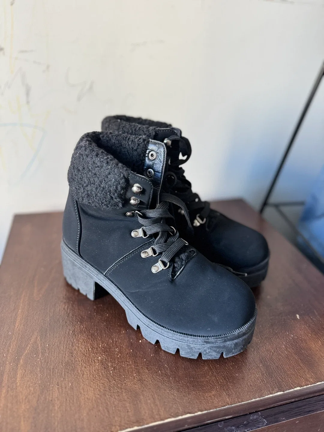 Black Ankle Boots with Sherpa Collar image indicator(4)