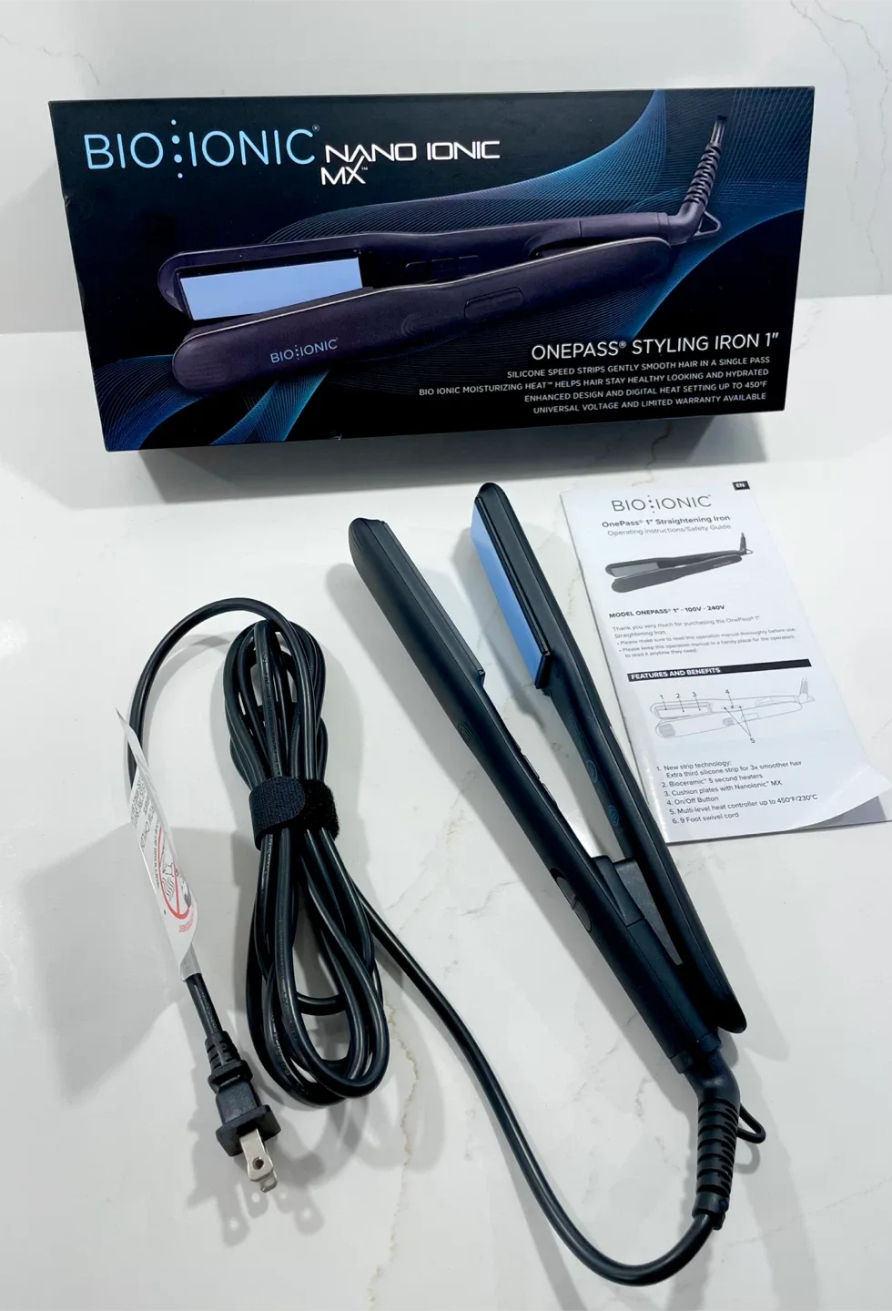 AUTHENTIC BIO IONIC OnePass Flat Iron Straightener. New in Box image indicator(9)