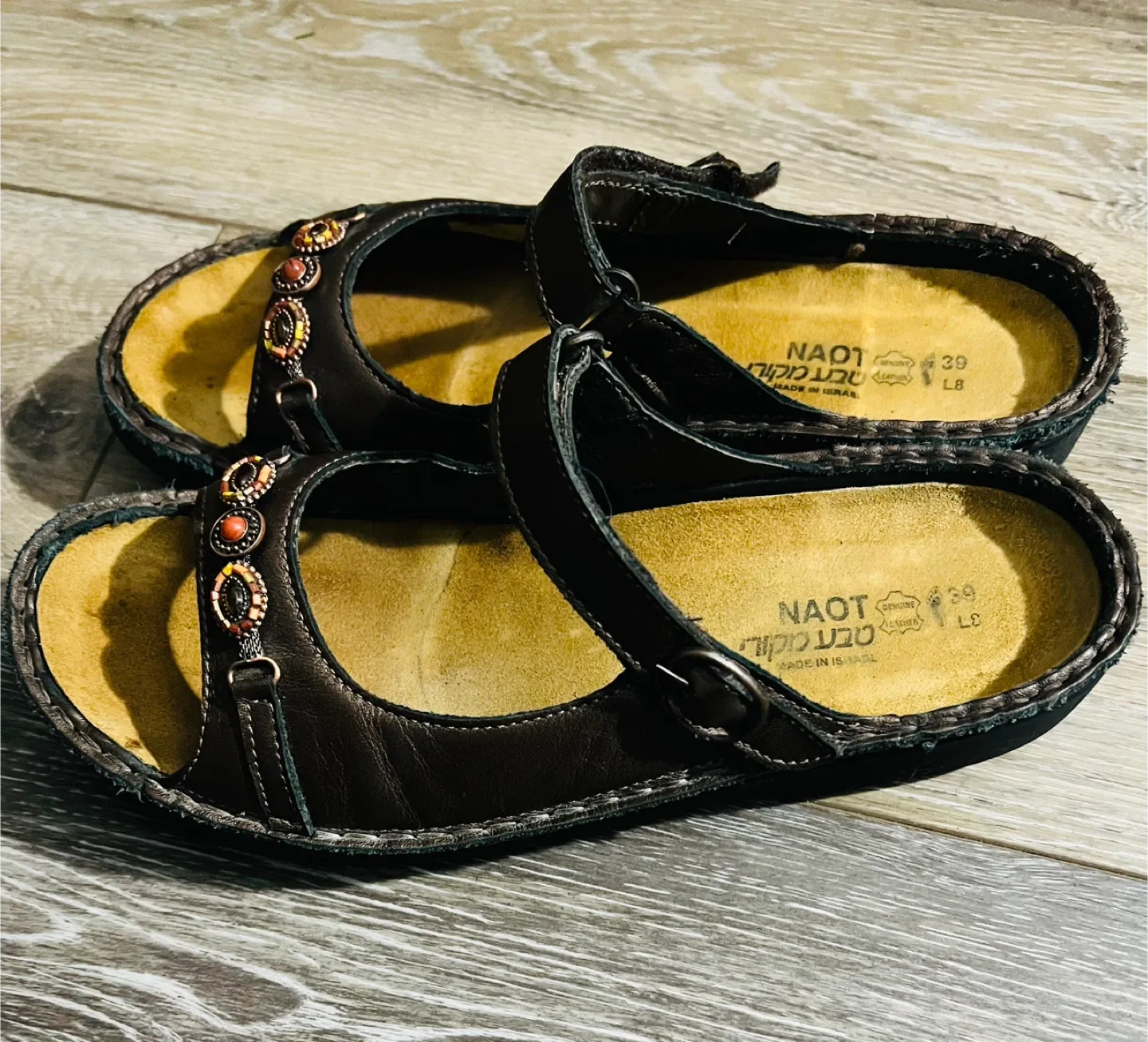 Naot Brown Leather Mary Jane Shoes Size 8