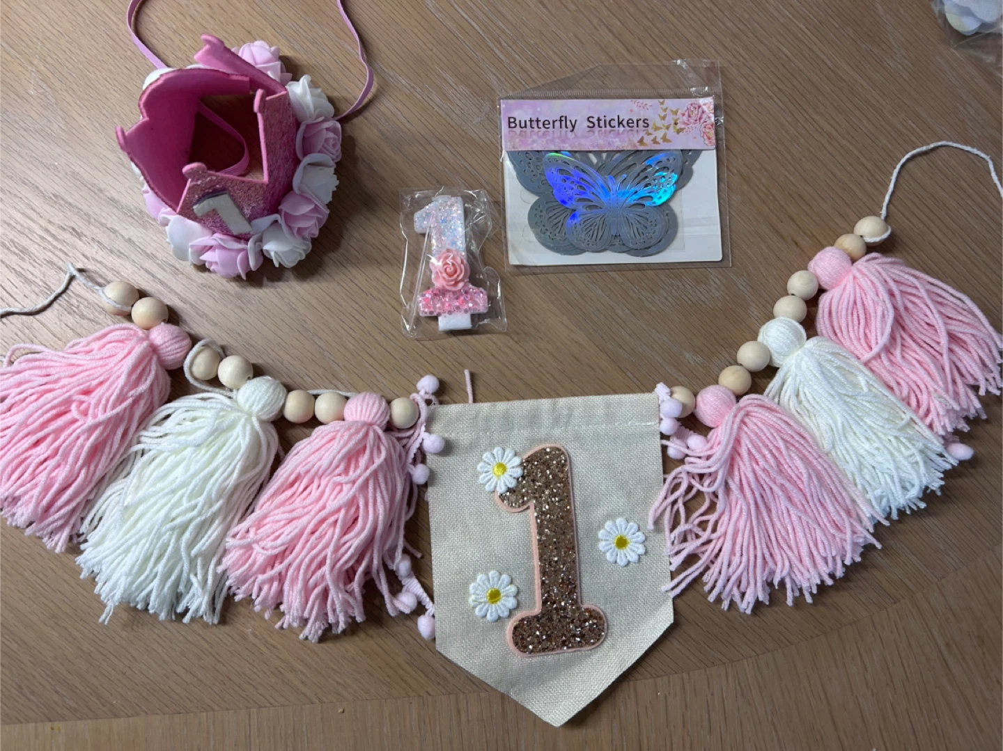 First Birthday Decoration Set - Pink & White - photo 2