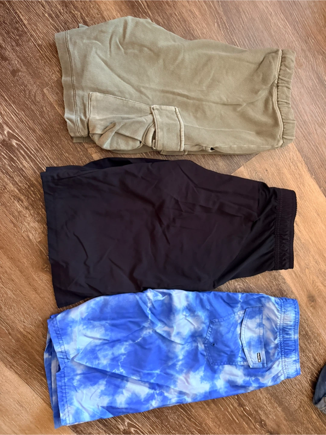 Kids Shorts Bundle: Hurley Tie-Dye, Black, Green