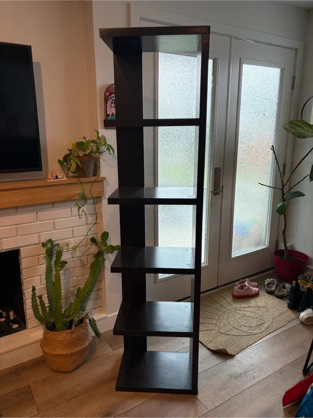 Tall Dark Brown Wooden Shelf thumbnail