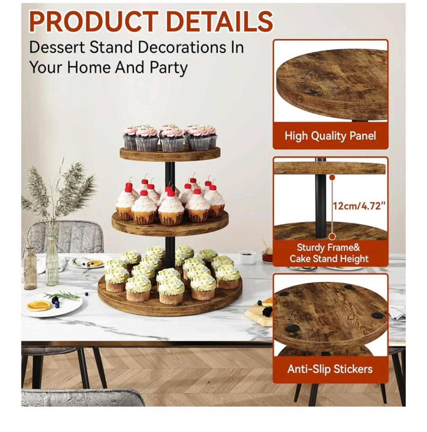 3-Tier Wooden Cupcake Stand image indicator(2)