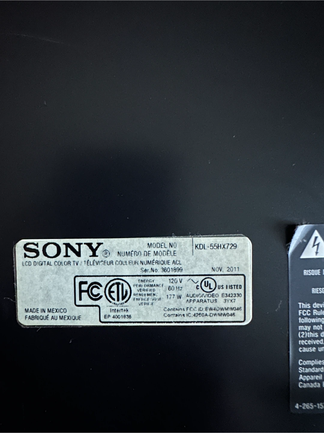 Sony KDL-55HX729 55" LCD Digital Colour TV - photo 3