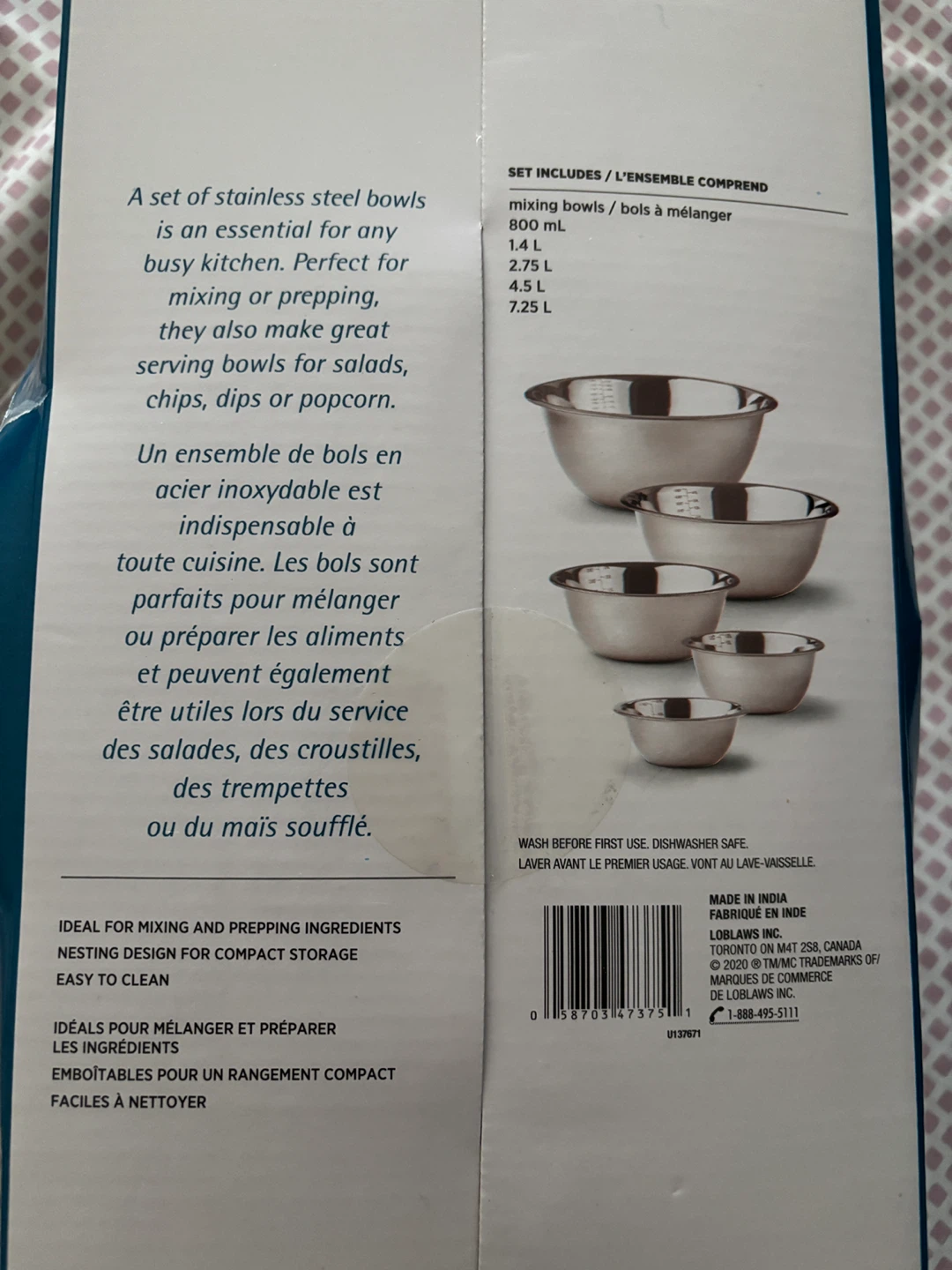 President's Choice Stainless Steel Mixing Bowls - 5 Piece Set - photo 2