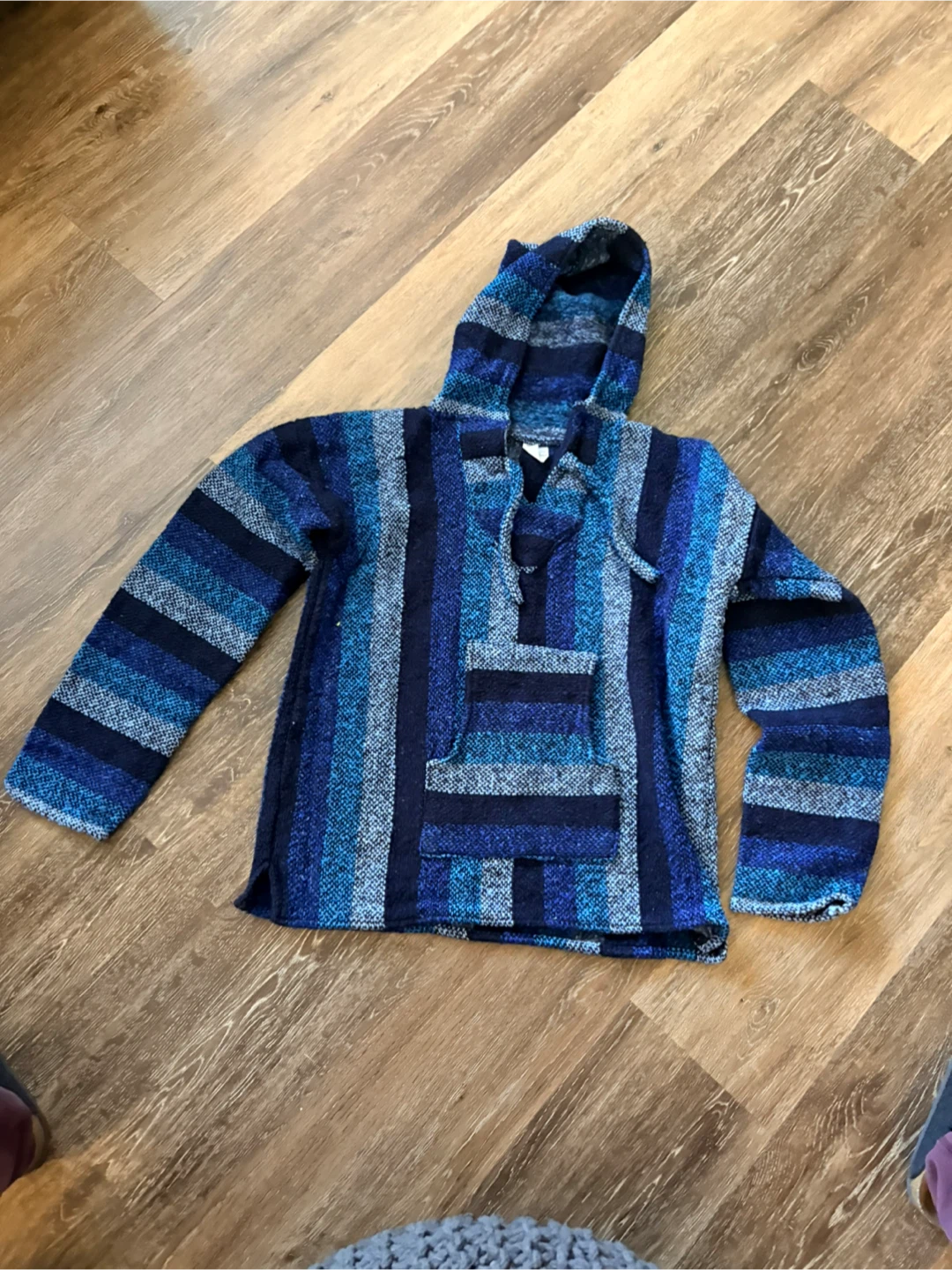 Striped poncho- Blue