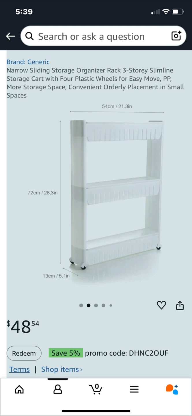 Narrow Sliding Storage Organizer Rack - White - photo 3