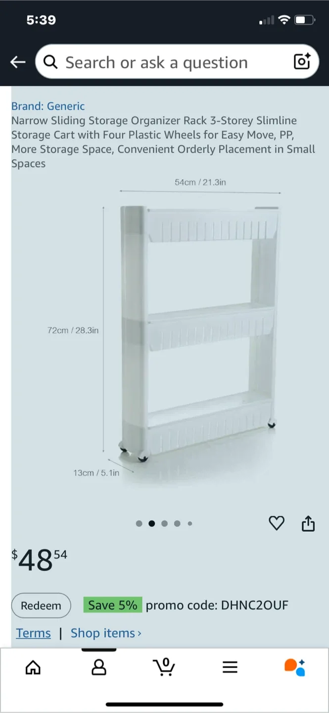 Narrow Sliding Storage Organizer Rack - White image indicator(3)
