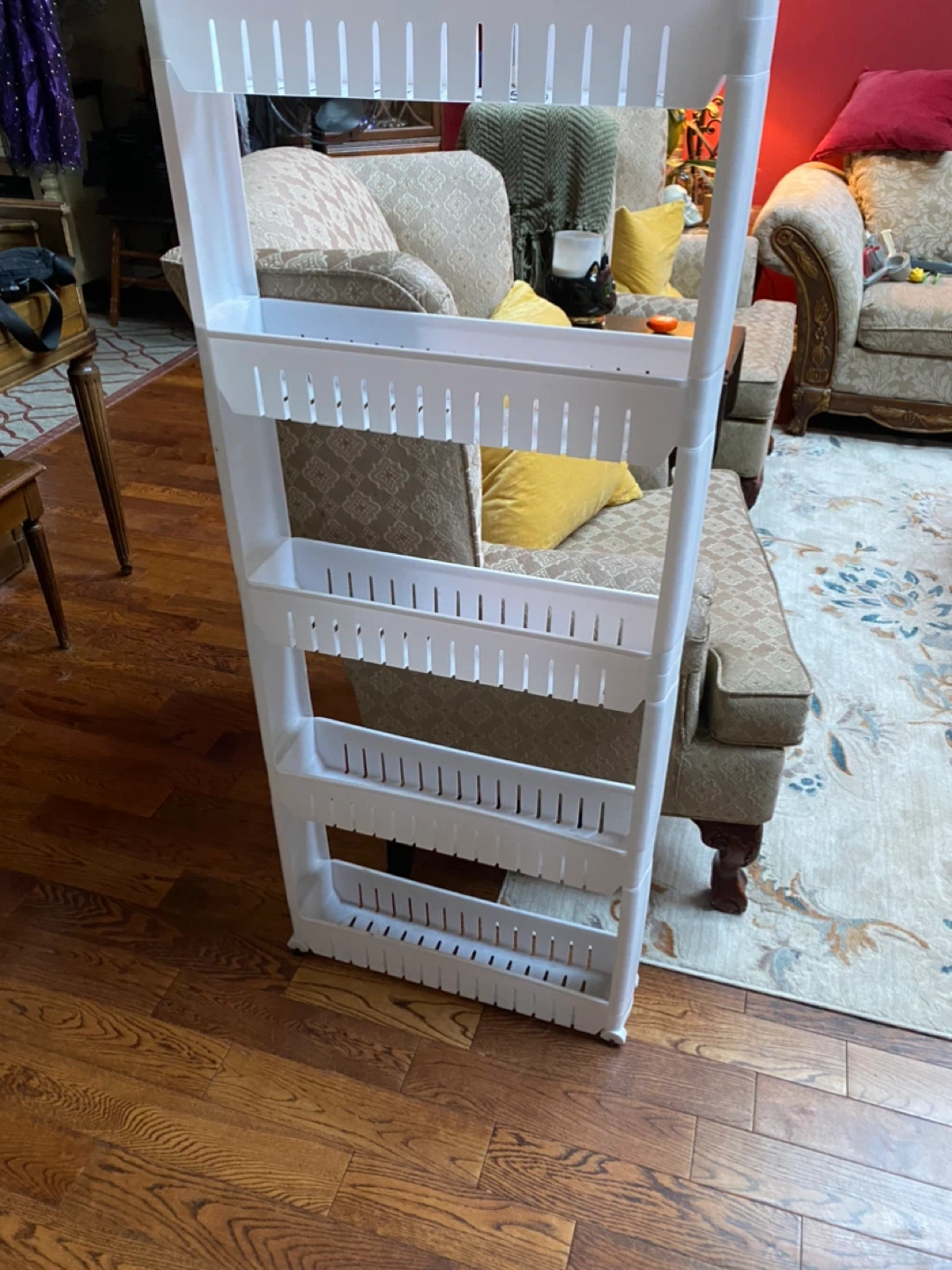Narrow Sliding Storage Organizer Rack - White