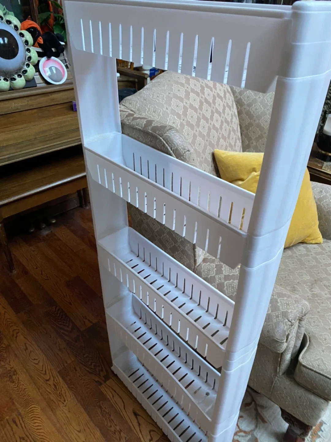 Narrow Sliding Storage Organizer Rack - White image indicator(2)