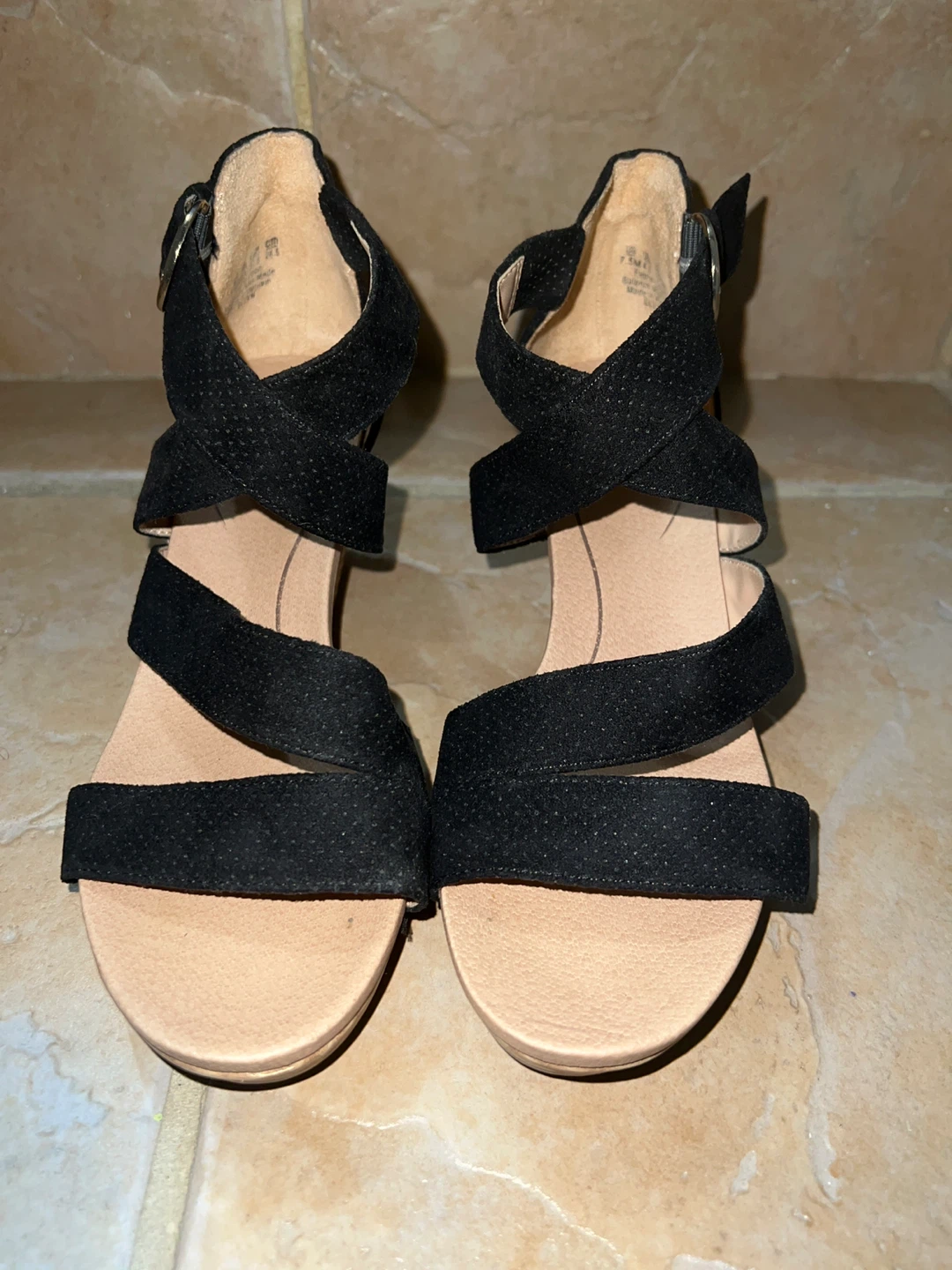 Dr. Scholl's Black Wedge Sandals Size 7.5