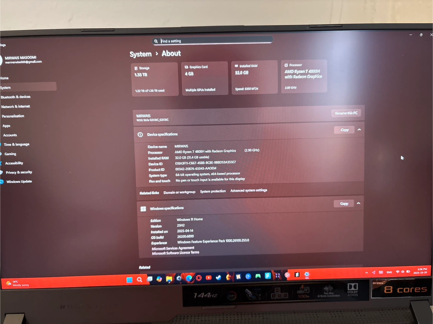 ASUS ROG Zephyrus Gaming Laptop - Ryzen 7 4800H, 32GB RAM - photo 3