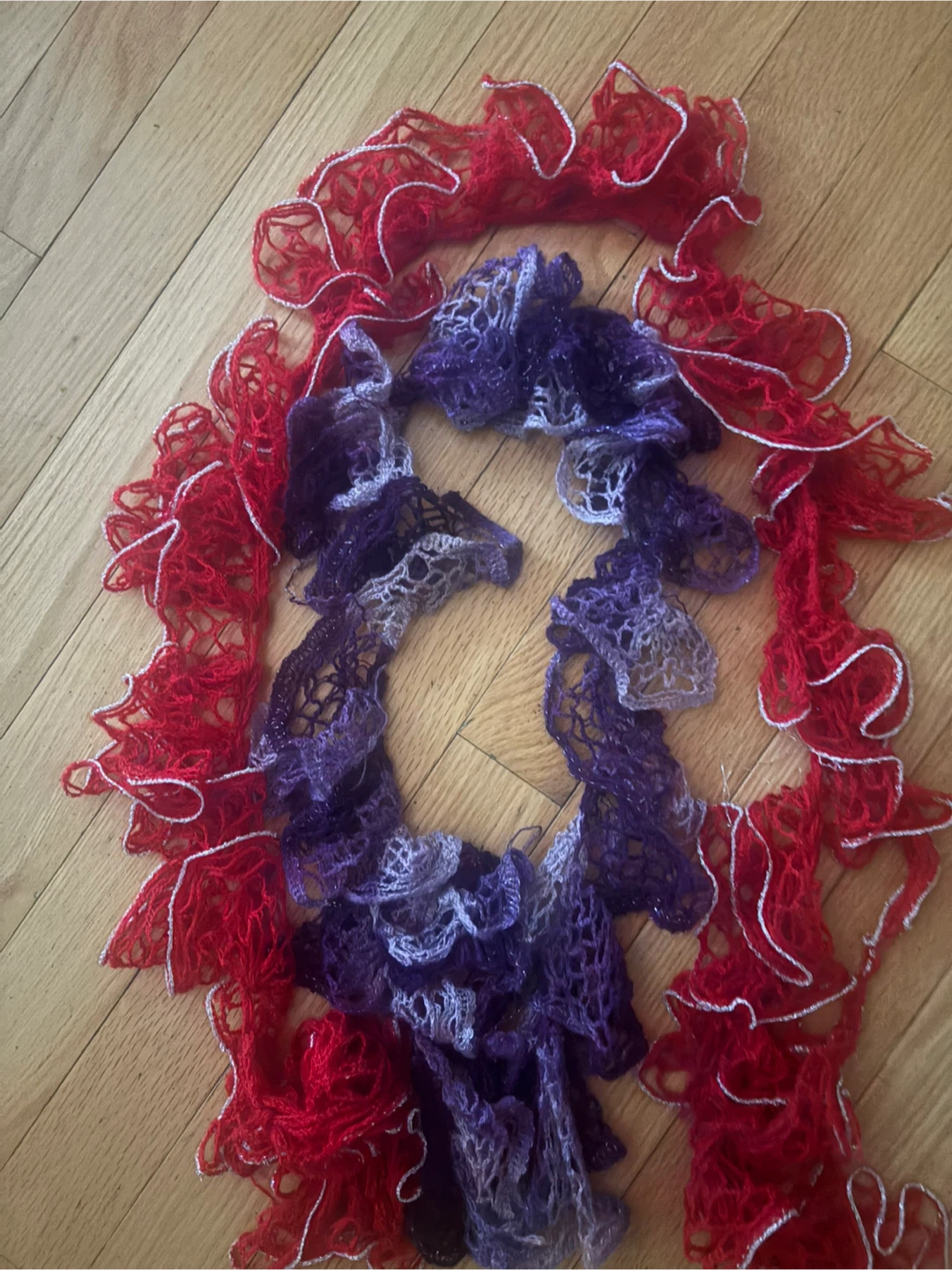 Red & Purple Ruffle Scarf