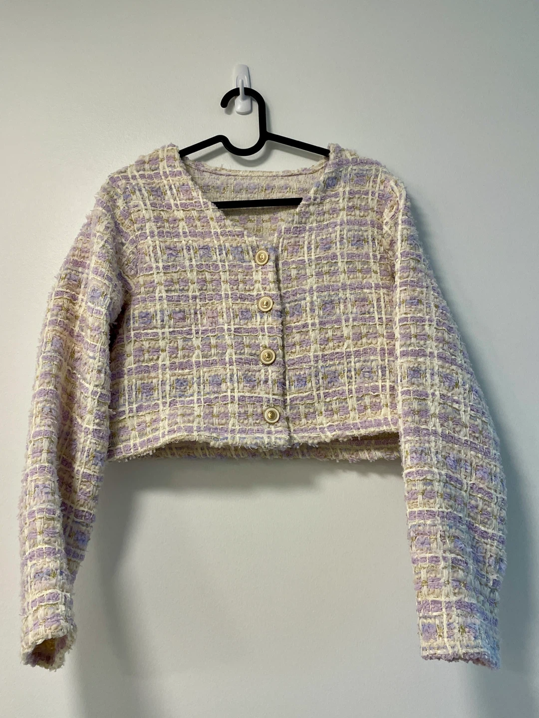Hinton Tweed Crop Cardigan - Size 2 - 4