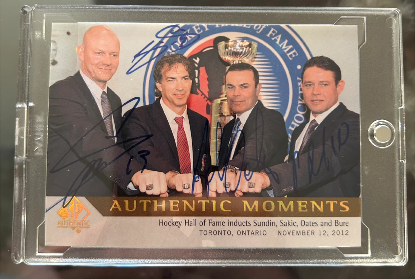 SPA Authentic Moments Auto Sundin Sakic Oates and Bure