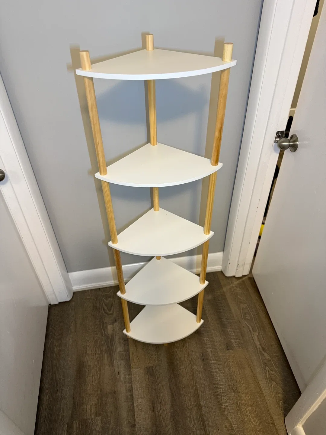 Corner Shelf - 5 Tier White/Wood image indicator(2)