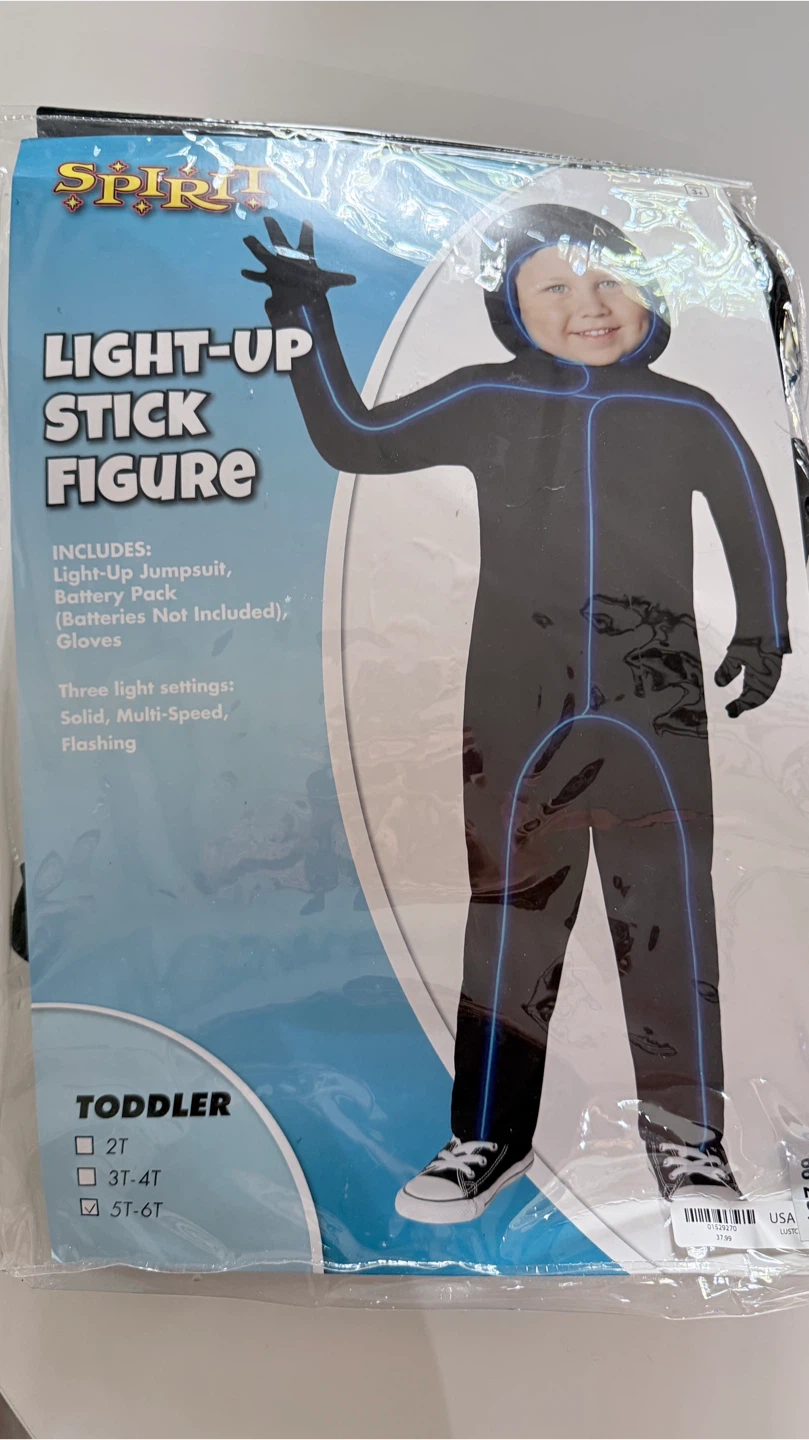 Spirit Light-Up Stick Figure Costume - Size 5T-6T