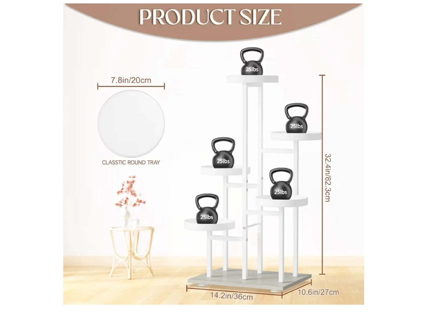 Tiered Plant Stand - White Metal Frame image indicator(2)