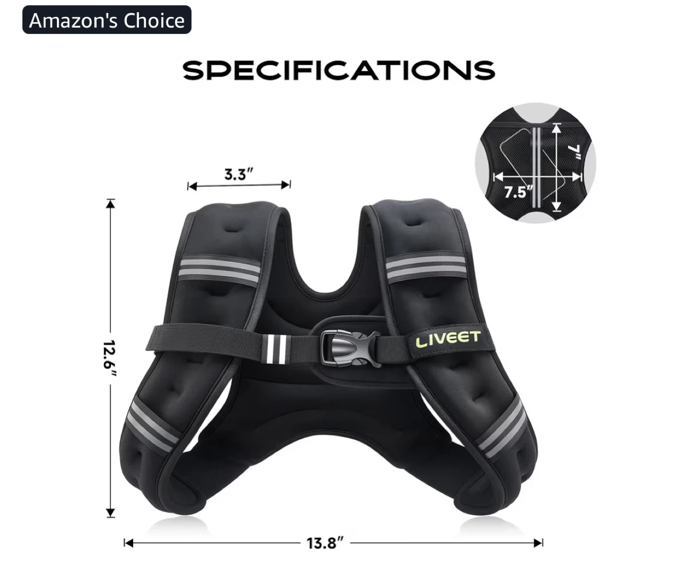 LIVEET Weighted Vest - Black 10 lb - photo 3