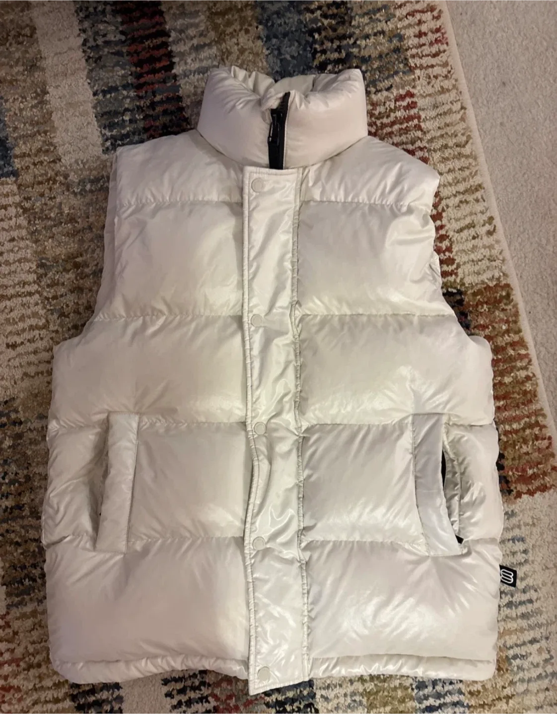 Supersize Puffa White Vest - XS