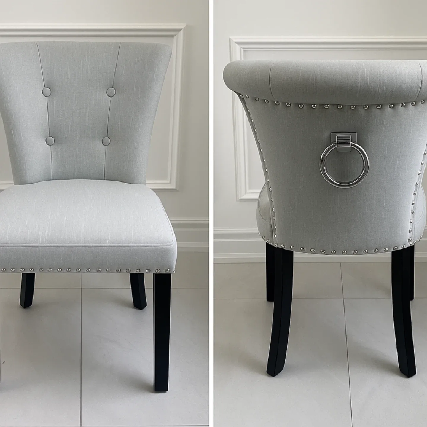 2 Grey  Accent Chair with Silver Detailing thumbnail