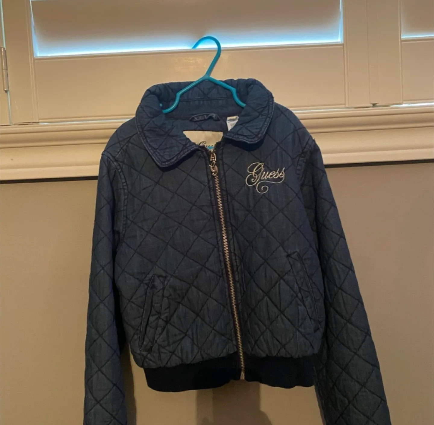 Guess Quilted Denim Jacket, Size 8-10 thumbnail