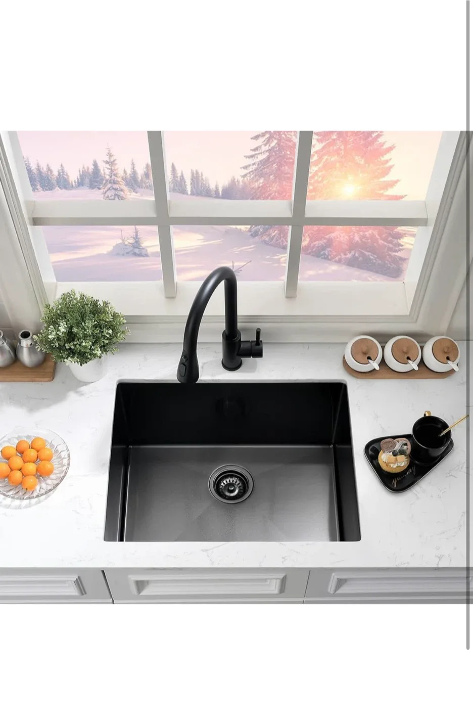 Black Kitchen Sink 24"x19"x12" image indicator(3)