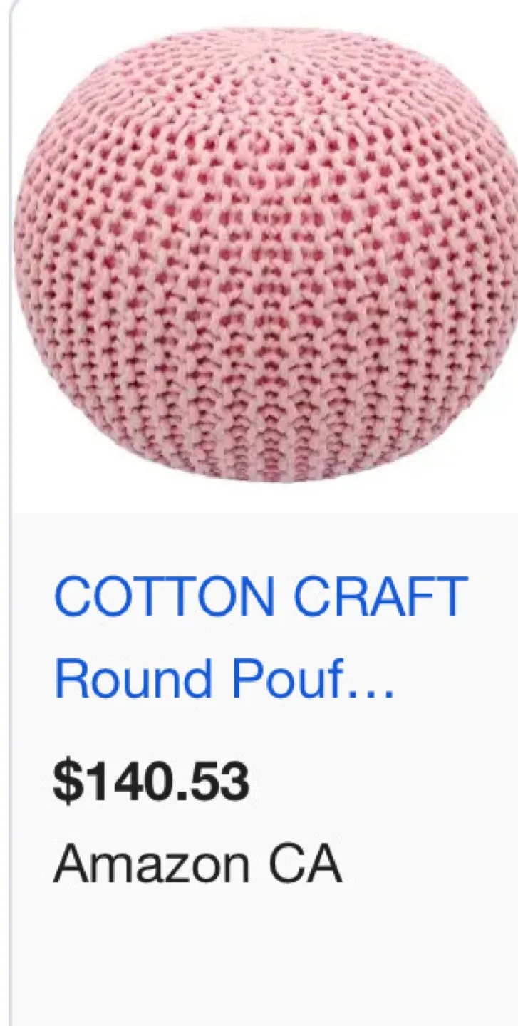 Cotton Craft Round Pouf - Pink thumbnail