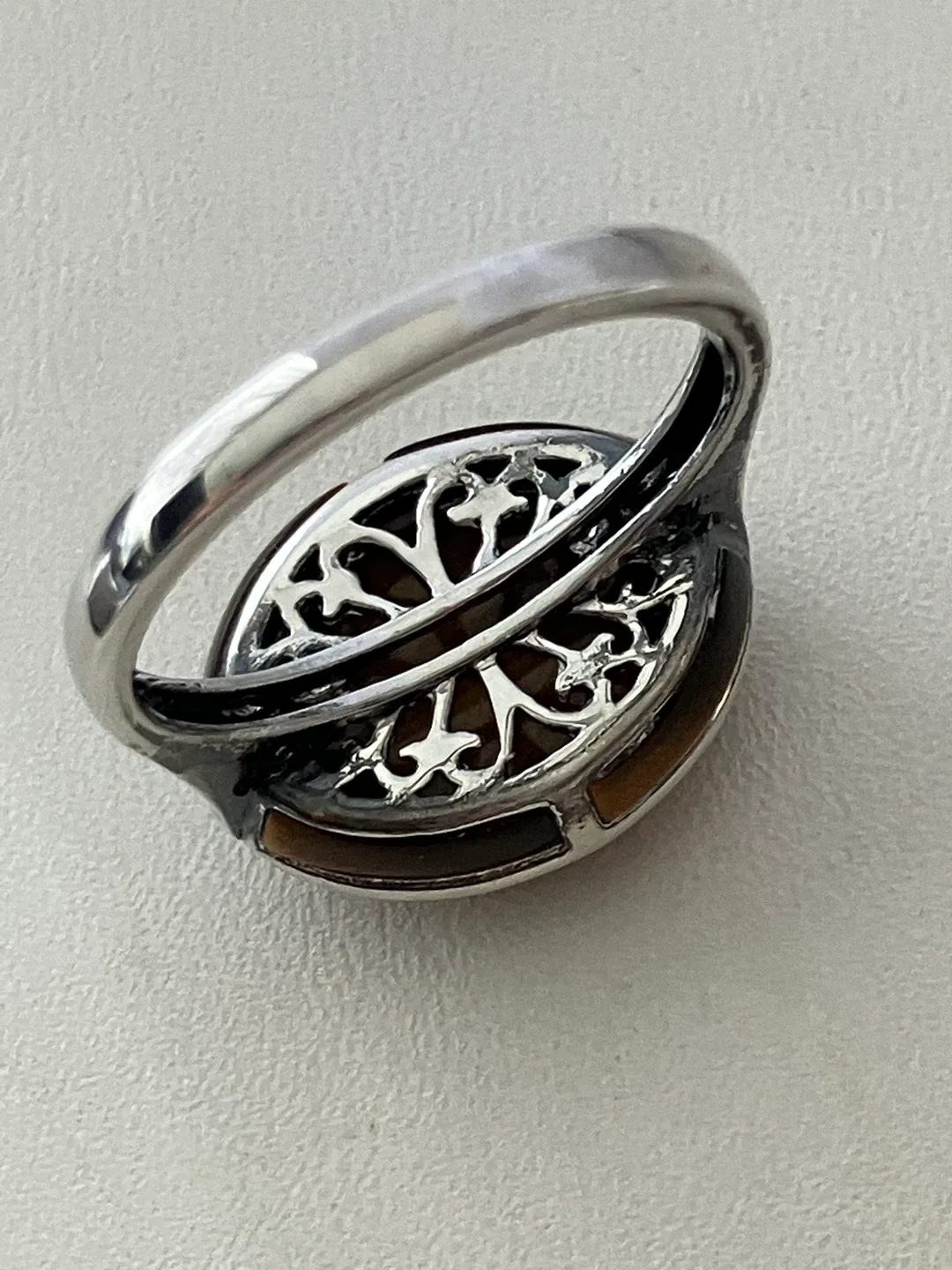 Tiger's Eye & Real Diamonds 925 Sterling Silver Ring EA, Size 10 image indicator(4)