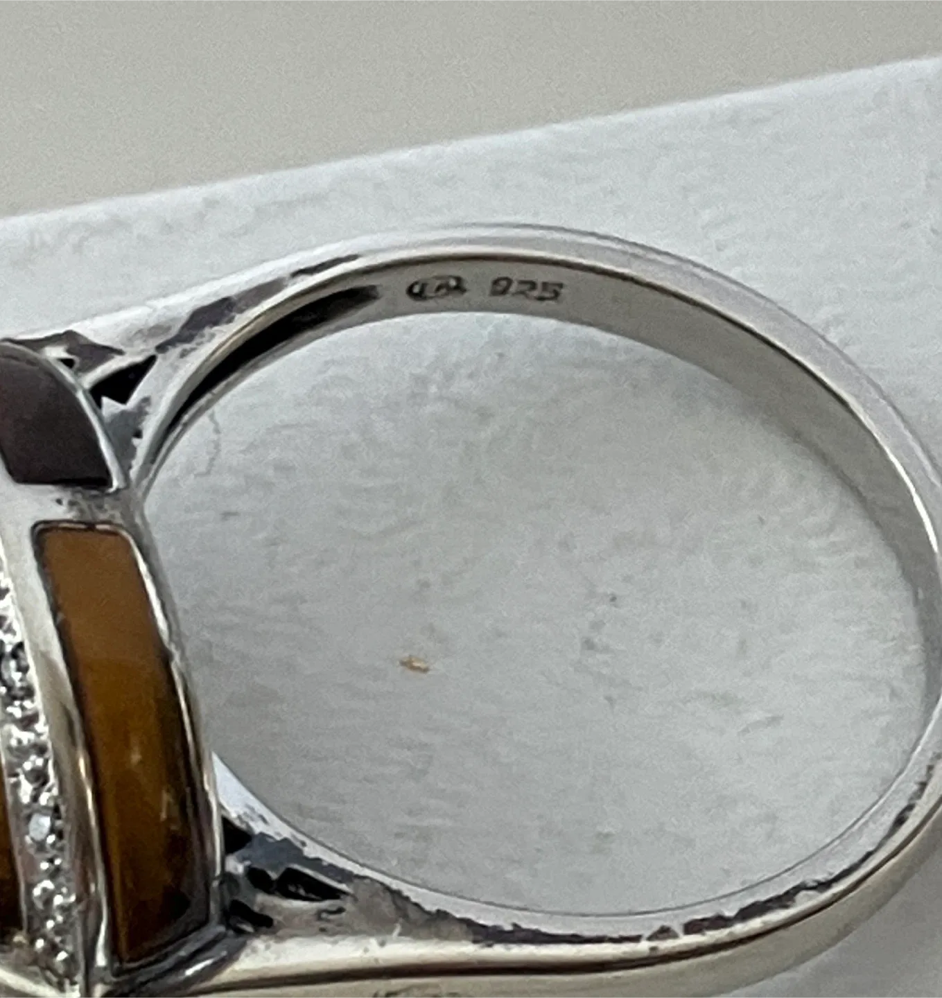 Tiger's Eye & Real Diamonds 925 Sterling Silver Ring EA, Size 10 image indicator(6)