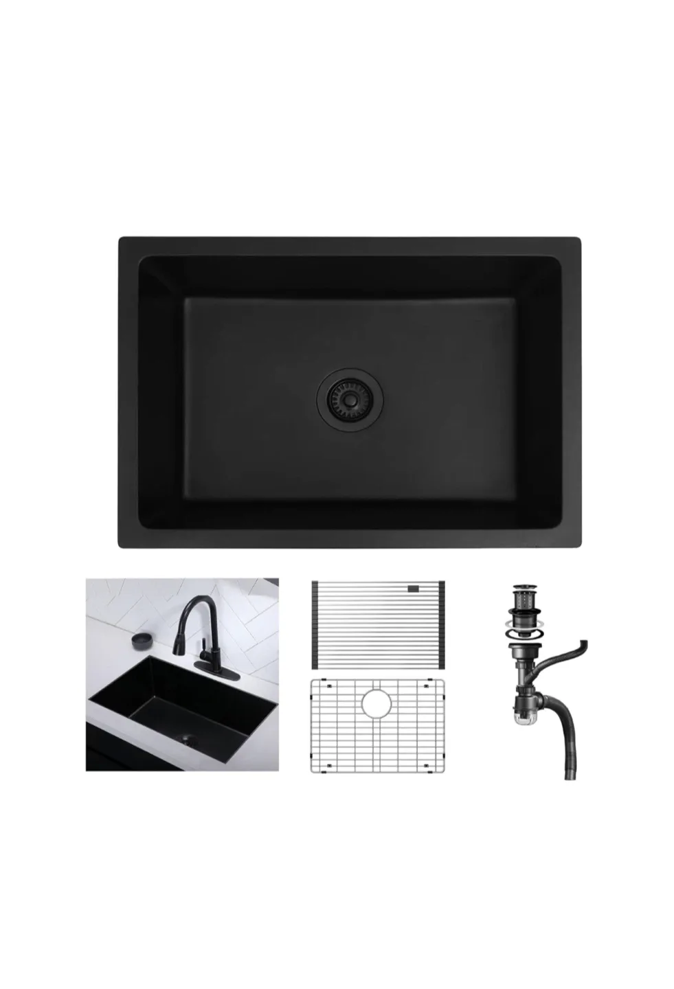 Black Undermount Kitchen Sink - 24 x 18 inch thumbnail