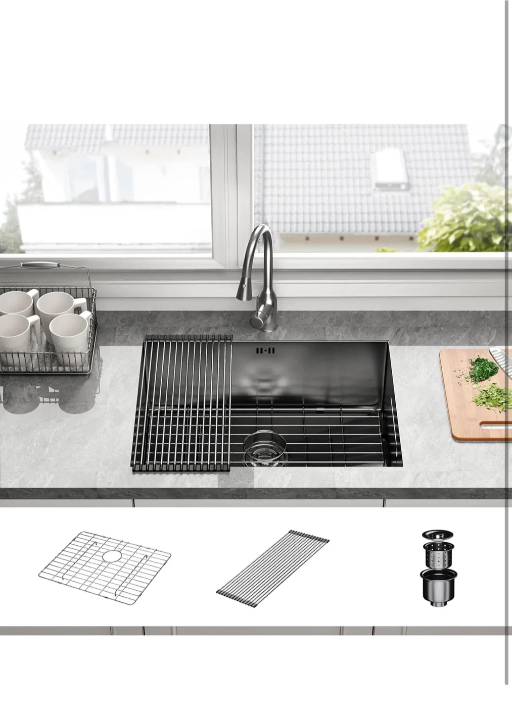 Black Undermount Kitchen Sink - 24 x 18 inch image indicator(2)