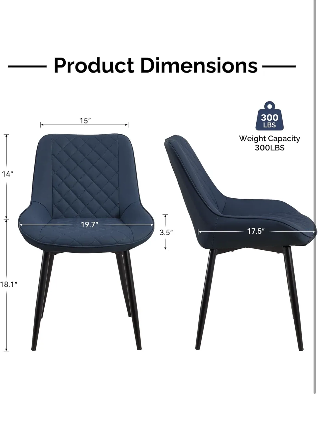 Set of 2 Navy Blue Dining Chairs image indicator(2)
