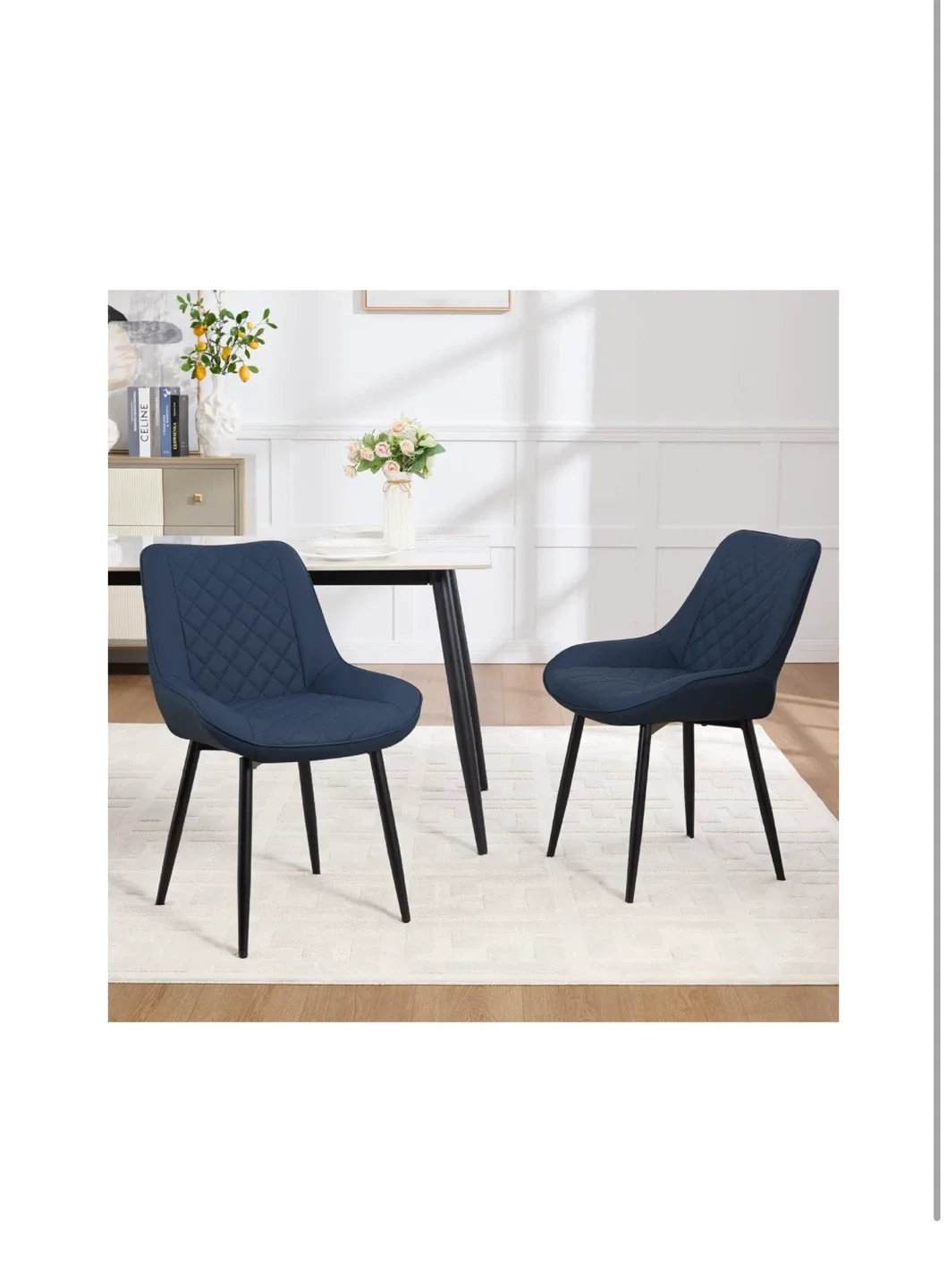 Set of 2 Navy Blue Dining Chairs thumbnail