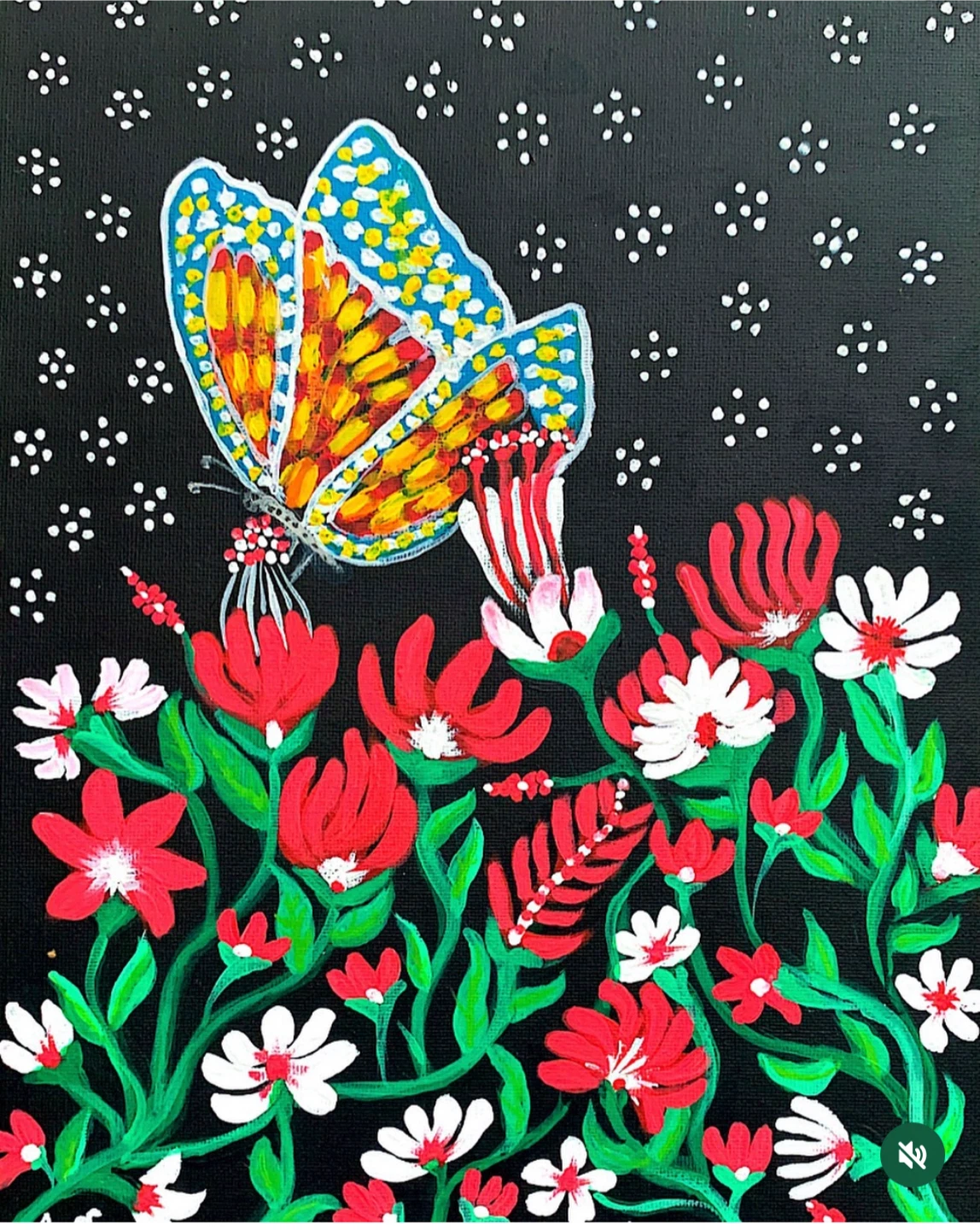 Butterfly and Flowers Painting