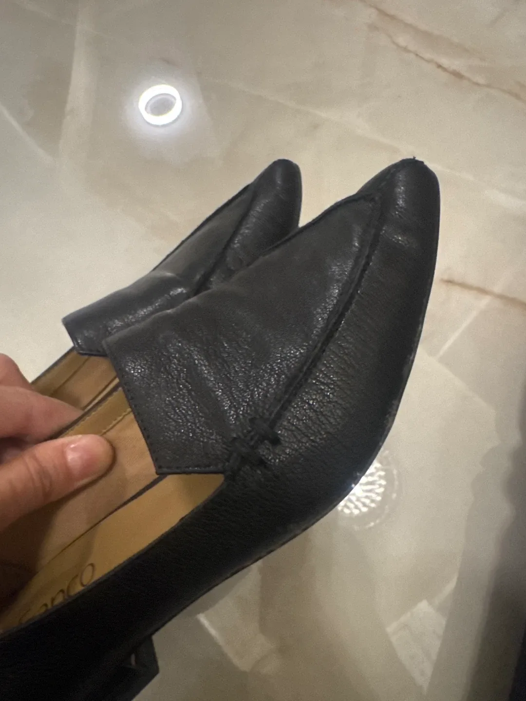 Franco Sarto Black Leather Flats - Size 7 image indicator(5)