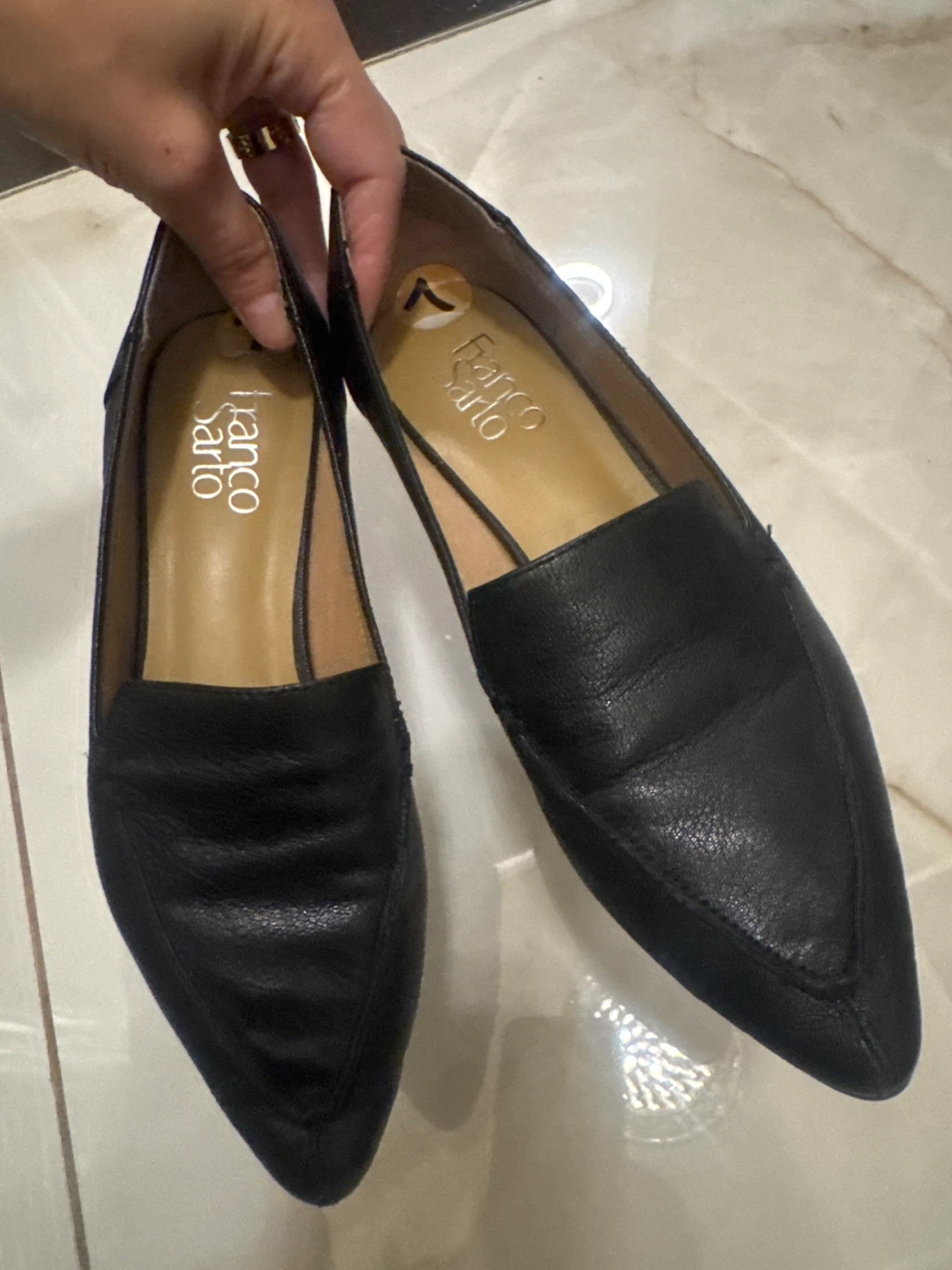 Franco Sarto Black Leather Flats - Size 7 - photo 2
