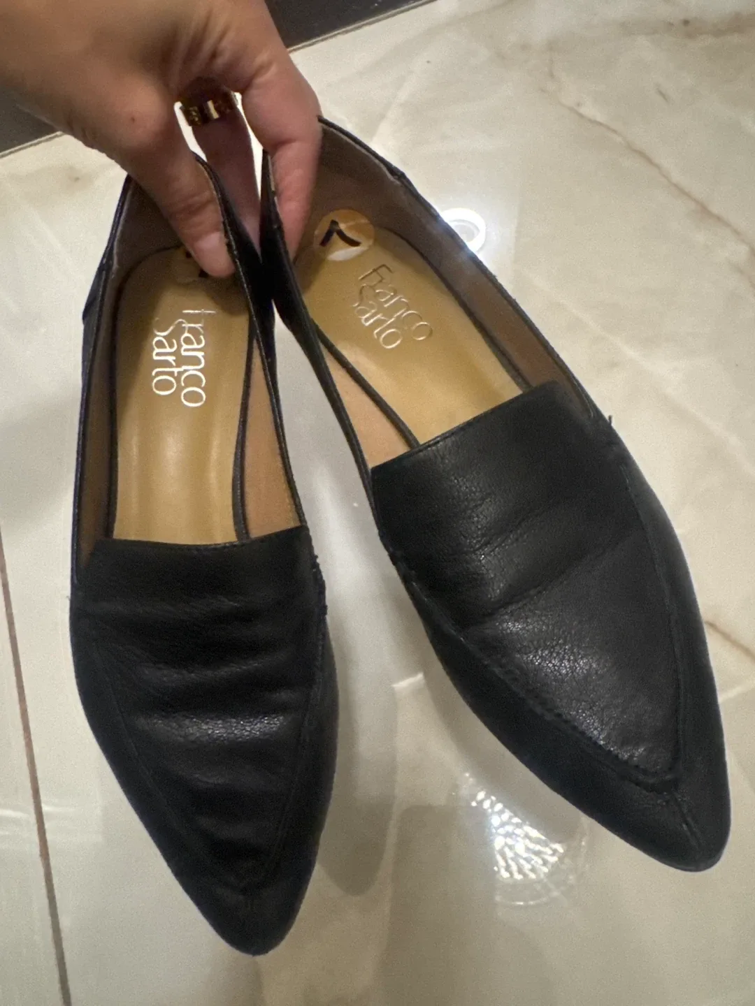 Franco Sarto Black Leather Flats - Size 7 image indicator(2)