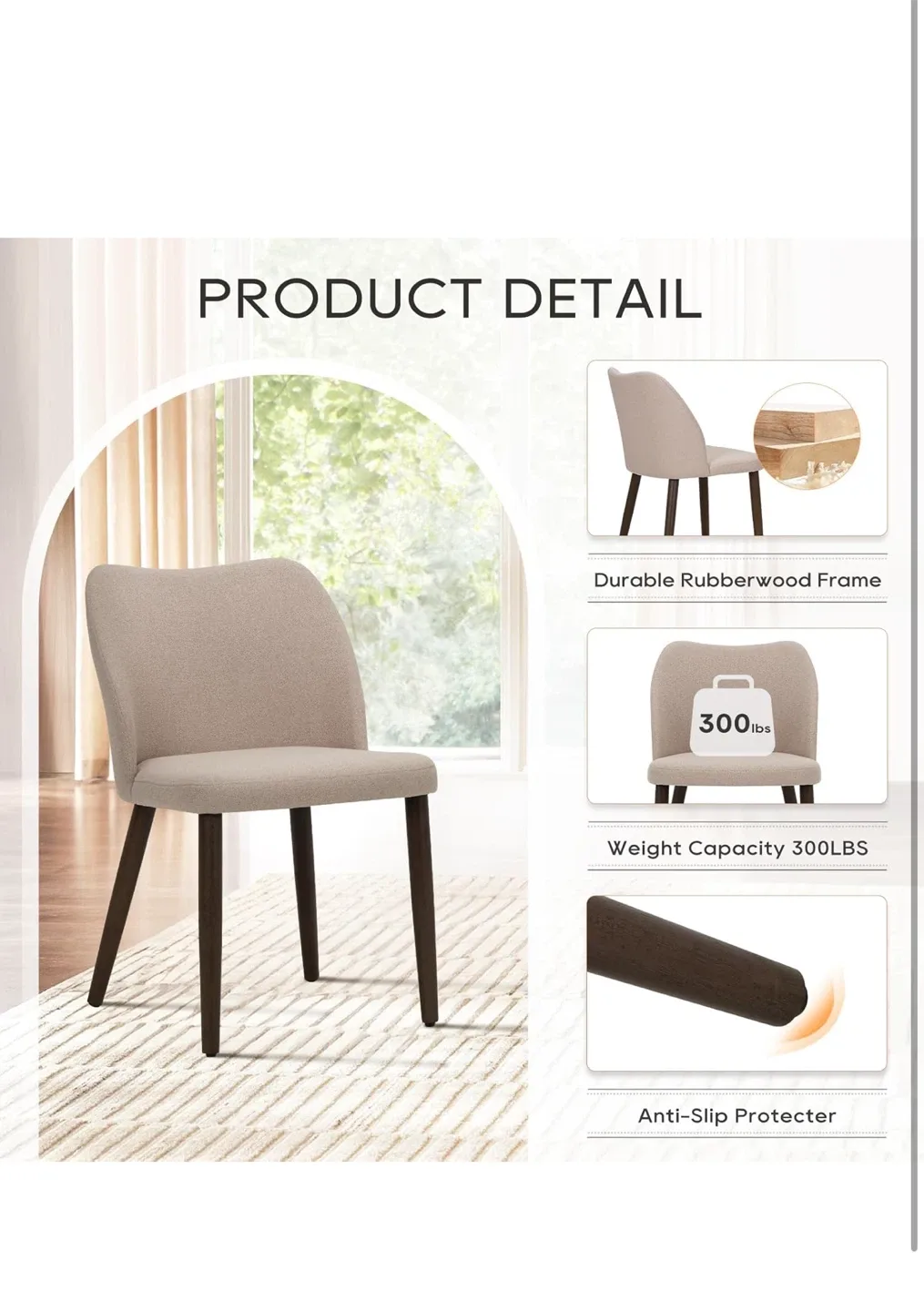 Dining Chairs - Beige Fabric, Dark Wood Legs image indicator(3)