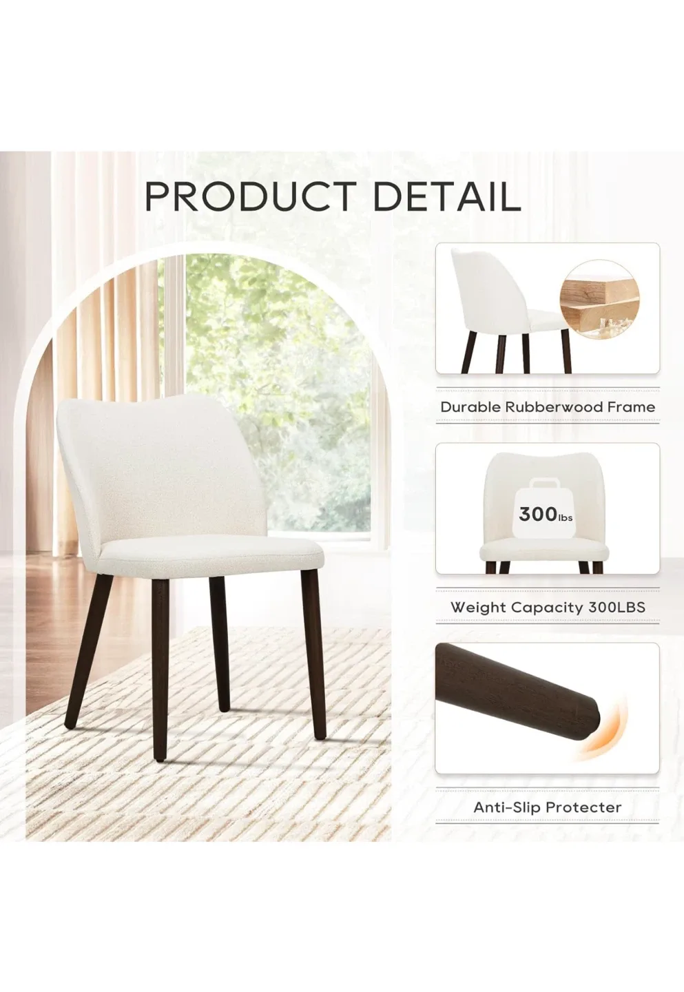 Upholstered Dining Chair with Rubberwood Frame image indicator(3)